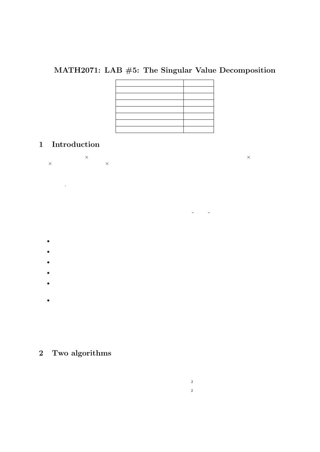 MATH2071: LAB #5: the Singular Value Decomposition 1 Introduction