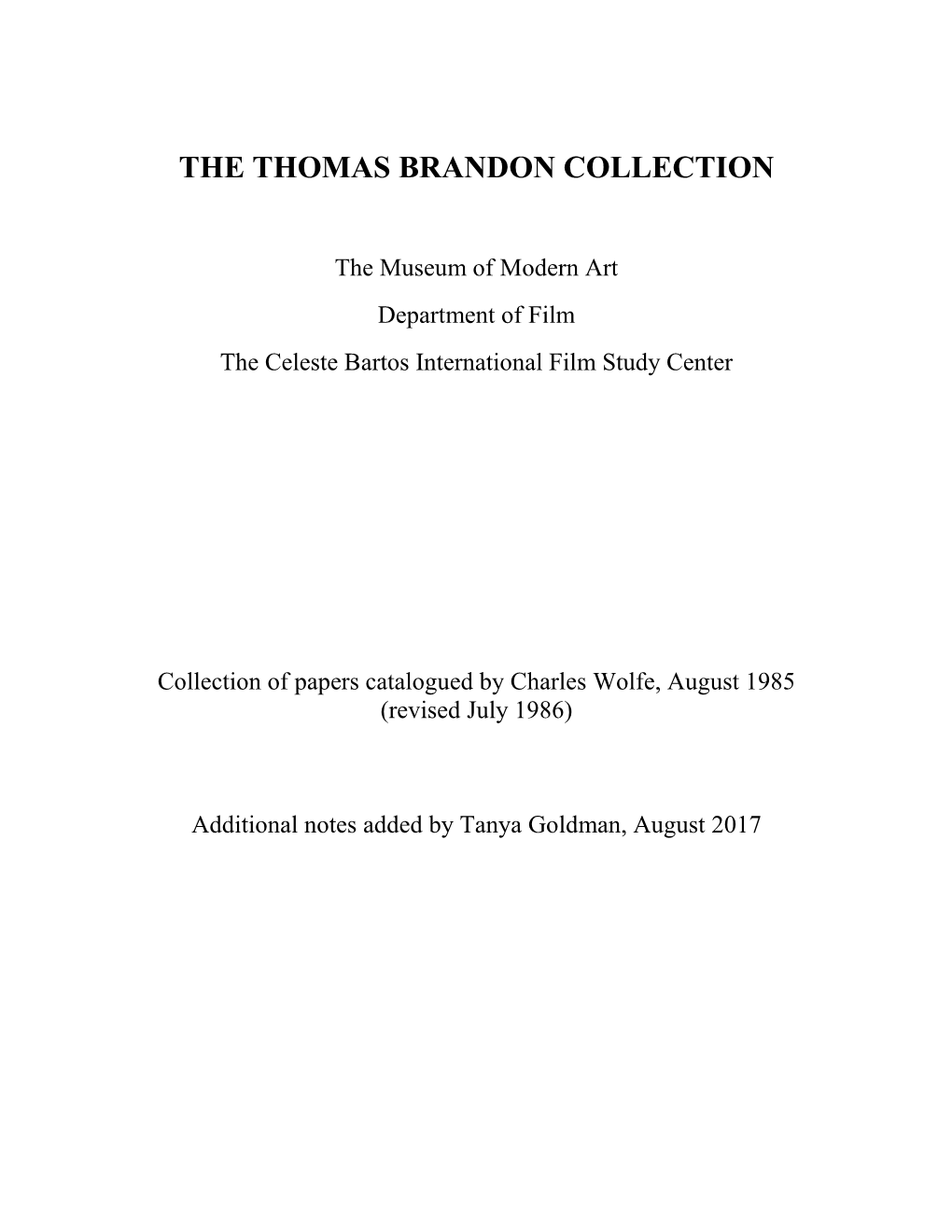 The Thomas Brandon Collection