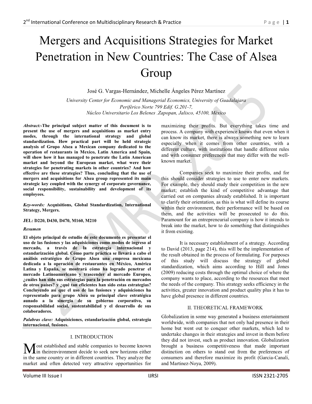 Mergers and Acquisitions Strategies for Market Penetration in New Countries: the Case of Alsea Group
