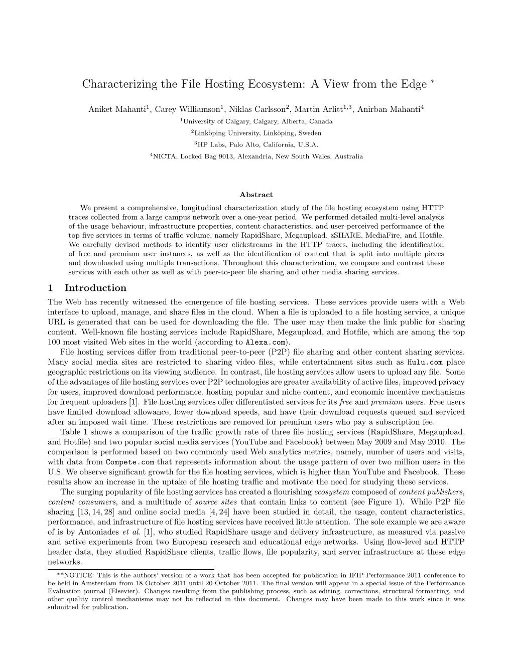 Characterizing the File Hosting Ecosystem: a View from the Edge ∗