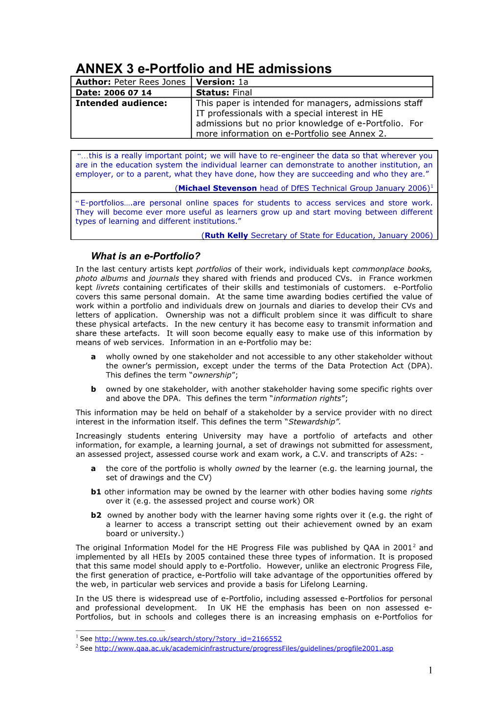 The E-Portfolio Reference Model