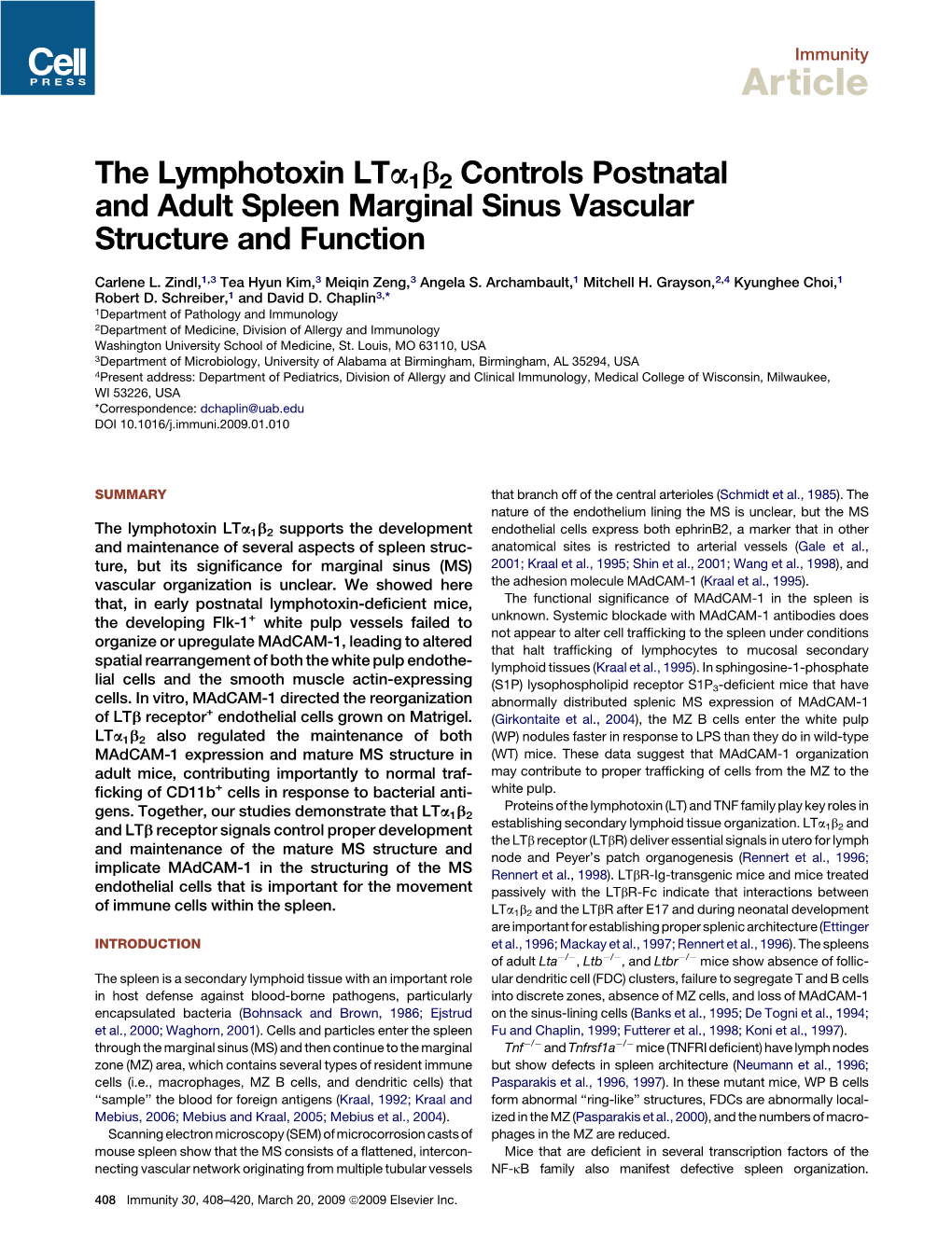 The Lymphotoxin LTΑ1Β2 Controls Postnatal And