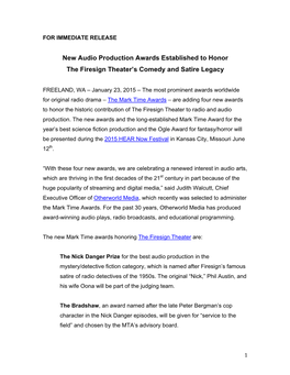 2015 Mark Time Awards Include Jerry Stearns, Brian Price and William Stout