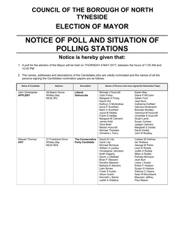Notice of Poll and Stations