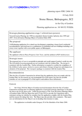 Stone House, Bishopsgate, EC2 in the City of London Planning Application No