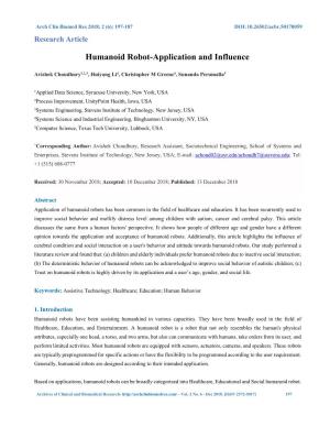 Humanoid Robot-Application and Influence