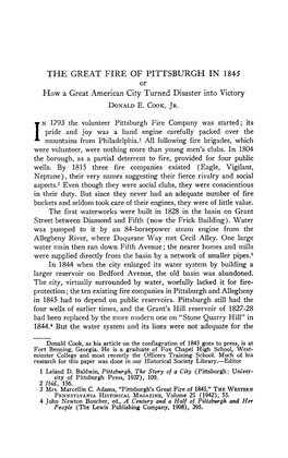 THE GREAT FIRE of PITTSBURGH IN1845 How a Great American City Turned Disaster Into Victory