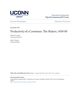 Productivity of a Commune: the Shakers, 1850-80 Metin M