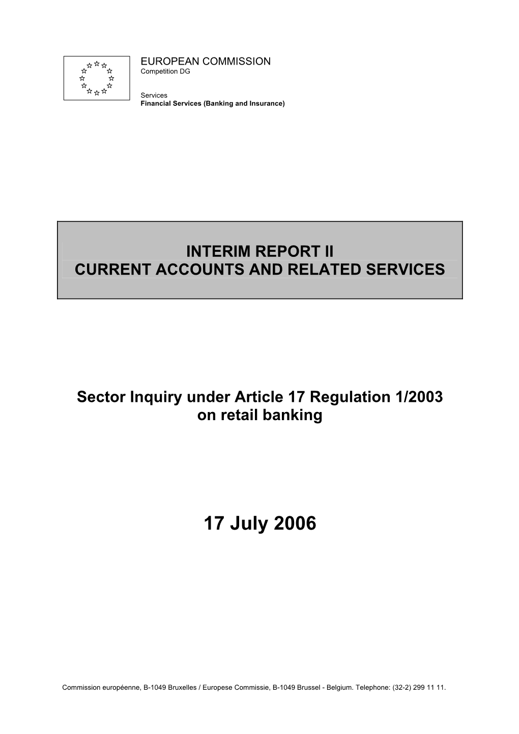 Interim Report Ii Current Accounts and Related Services