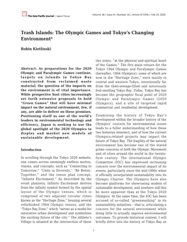 The Olympic Games and Tokyo's Changing