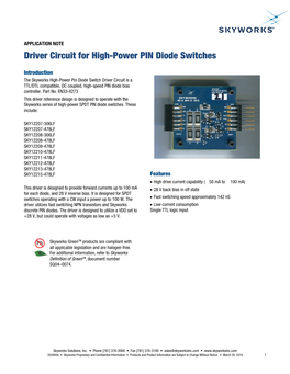 Driver Circuit for High-Power PIN Diode Switches