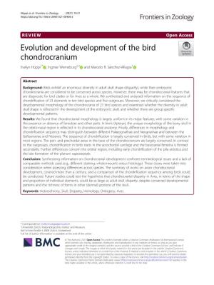 Evolution and Development of the Bird Chondrocranium Evelyn Hüppi1* , Ingmar Werneburg2,3 and Marcelo R