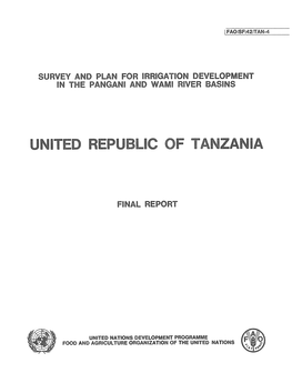 Survey and Plan for Irrigation Development in the Pangani and Wami River Basins Project Area,1967