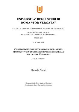 Universita' Degli Studi Di Roma “Tor Vergata”