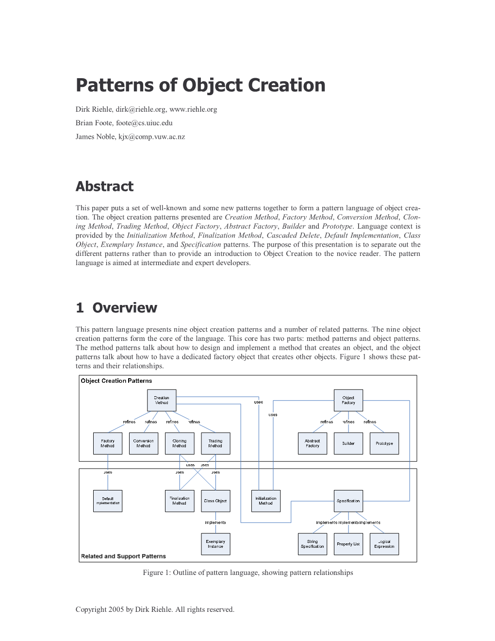 Patterns of Object Creation
