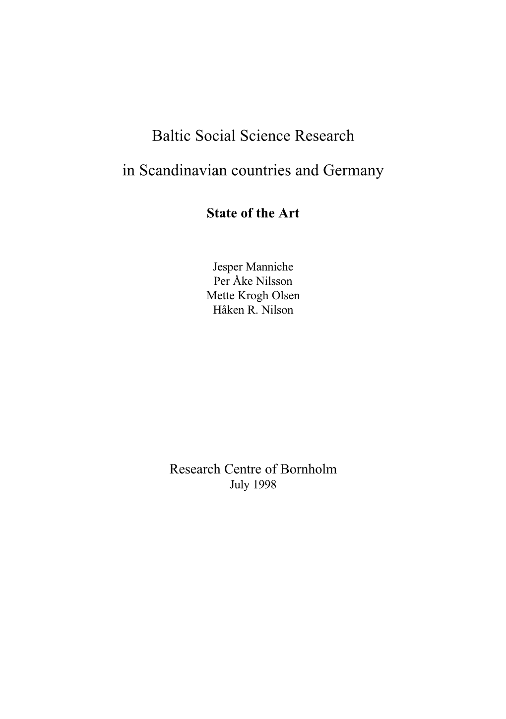 Baltic Social Science Research in Scandinavian Countries and Germany