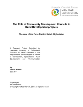 The Role of Community Development Councils in Rural Development Projects