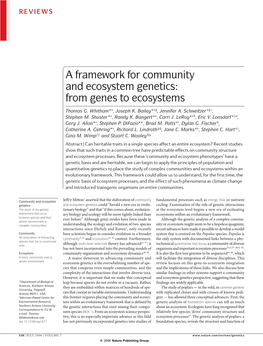 A Framework for Community and Ecosystem Genetics: from Genes to Ecosystems