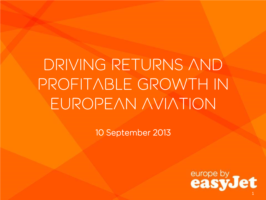 Driving Returns and Profitable Growth in European Aviation