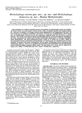 Methylophaga Thalassica Sp