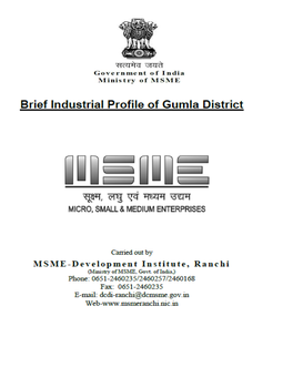 Brief Industrial Profile of Gumla District