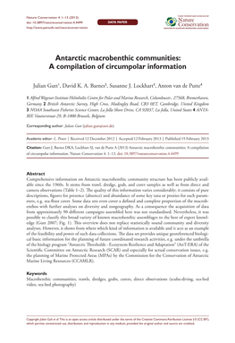 Antarctic Macrobenthic Communities: a Compilation of Circumpolar Information