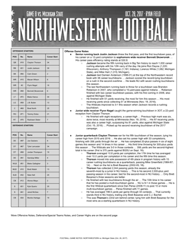 Offense Game Notes Senior Running Back Justin Jackson Threw the First Pass, And