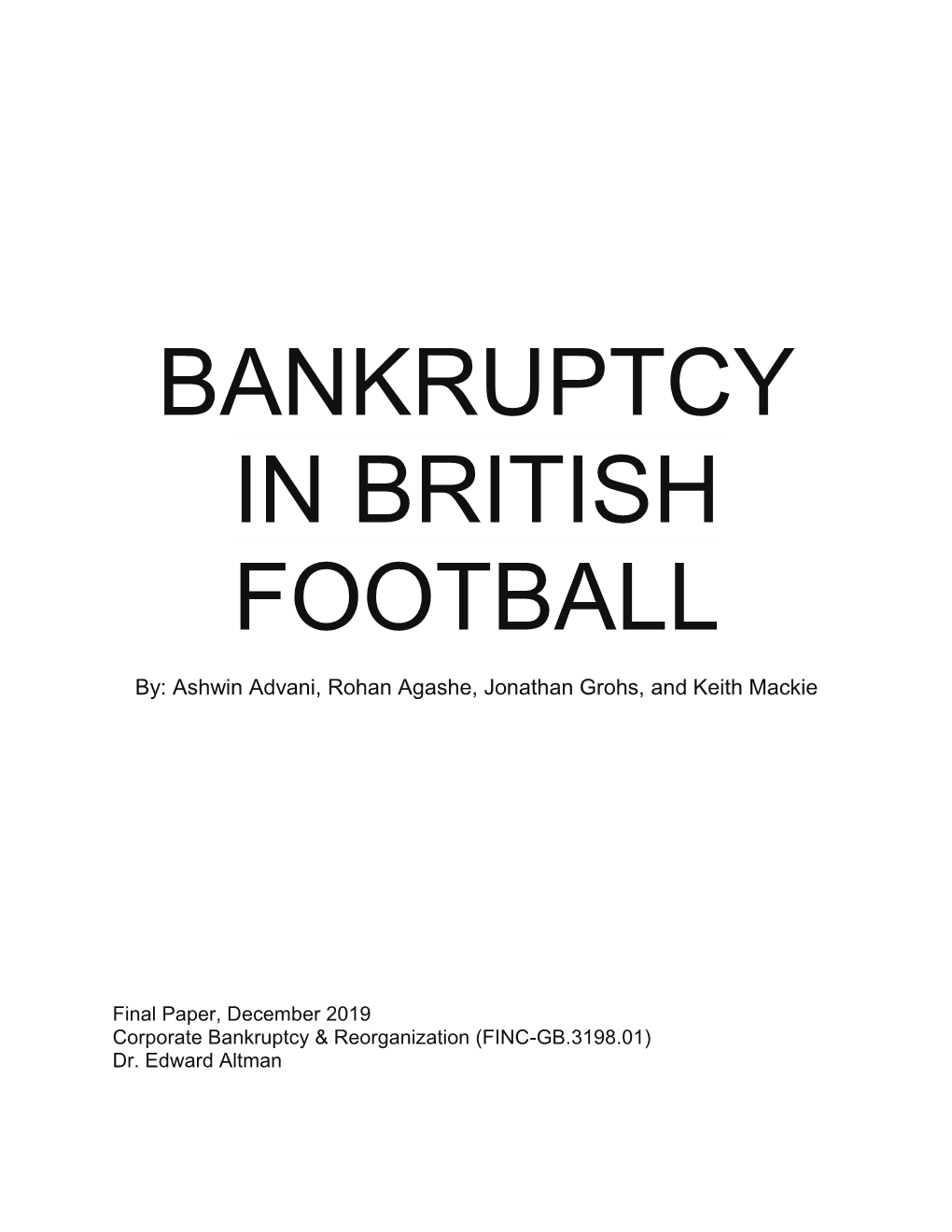 Bankruptcy in British Football