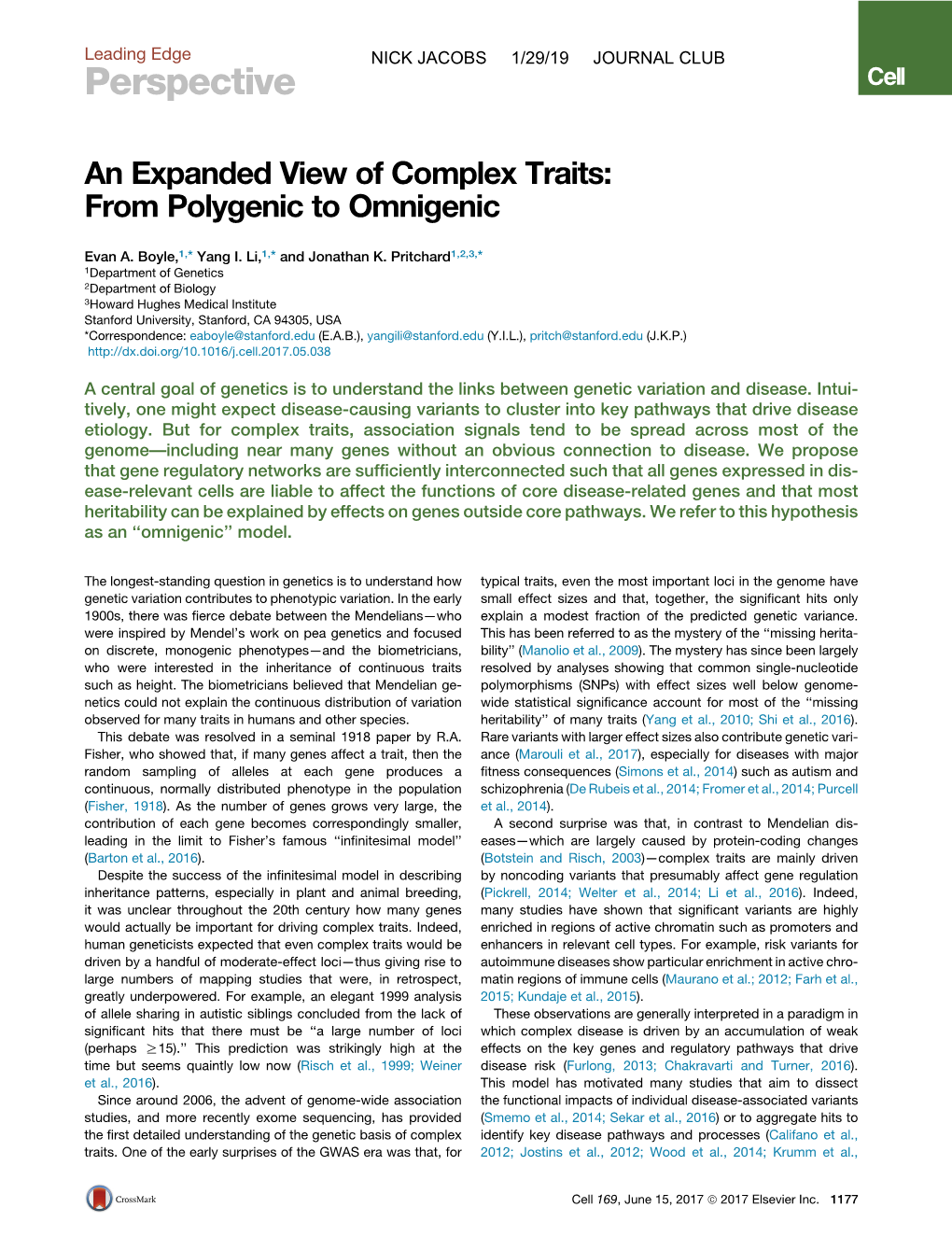 An Expanded View of Complex Traits: from Polygenic to Omnigenic