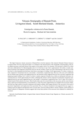 Volcanic Stratigraphy of Hannah Point, Livingston Island, South Shetland Islands, Antarctica