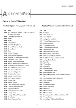 Estate of Hank Tillinghast