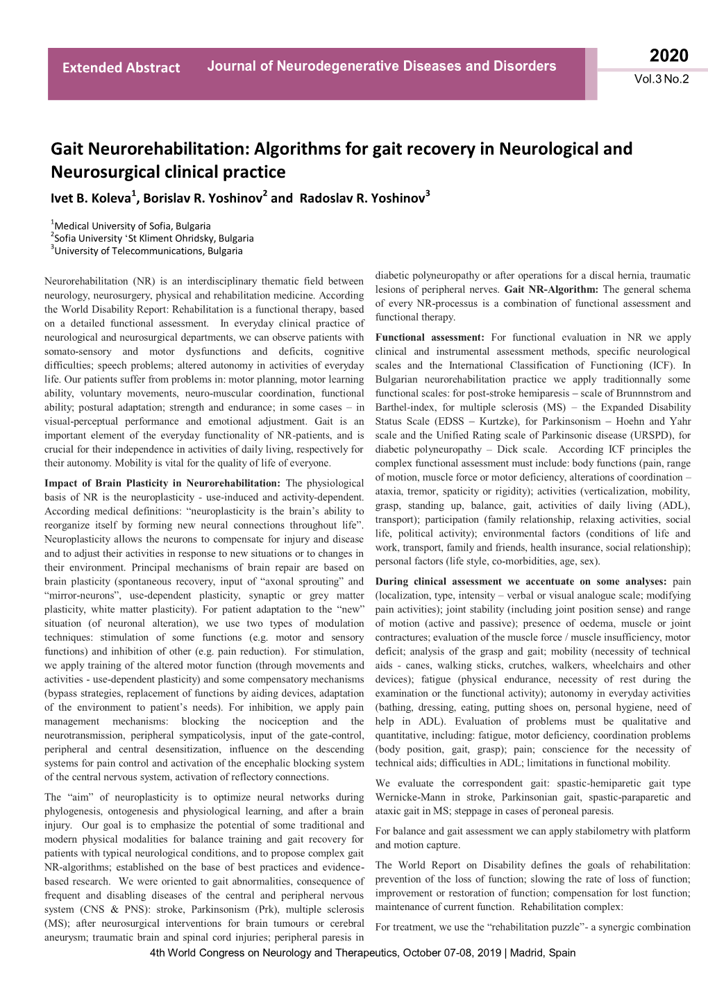 Gait Neurorehabilitation: Algorithms For Gait Recovery In Neurological ...