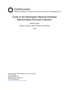 Guide to the Washington National Cathedral Stained Glass Formulae Collection