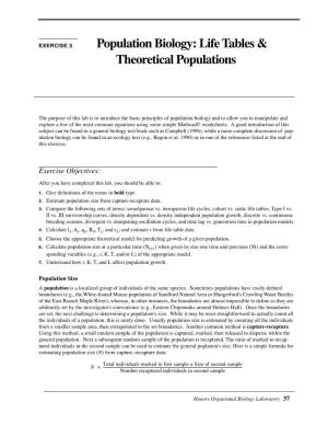 Population Biology & Life Tables