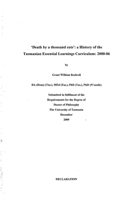 A History of the Tasmanian Essential Learnings Curriculum: 2000-06