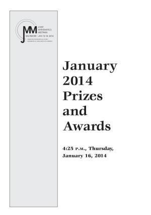 January 2014 Prizes and Awards