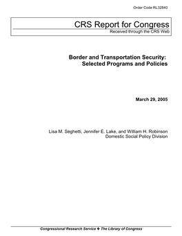 Border and Transportation Security: Selected Programs and Policies