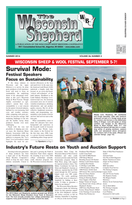 Survival Mode: Festival Speakers Focus on Sustainability If the Sheep Industry in Duction Efficiencies at the Farm Wisconsin and the Upper and Ranch Level