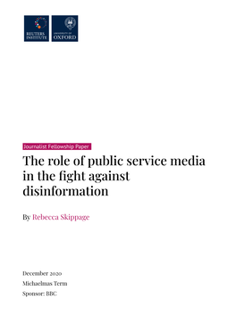 The Role of Public Service Media in the Fight Against Disinformation