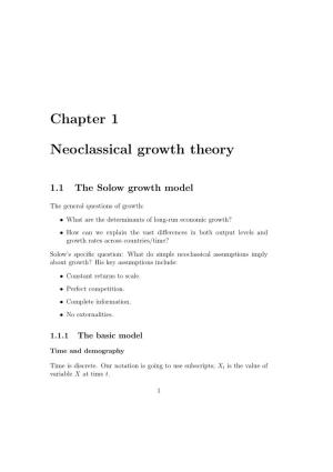 Chapter 1 Neoclassical Growth Theory