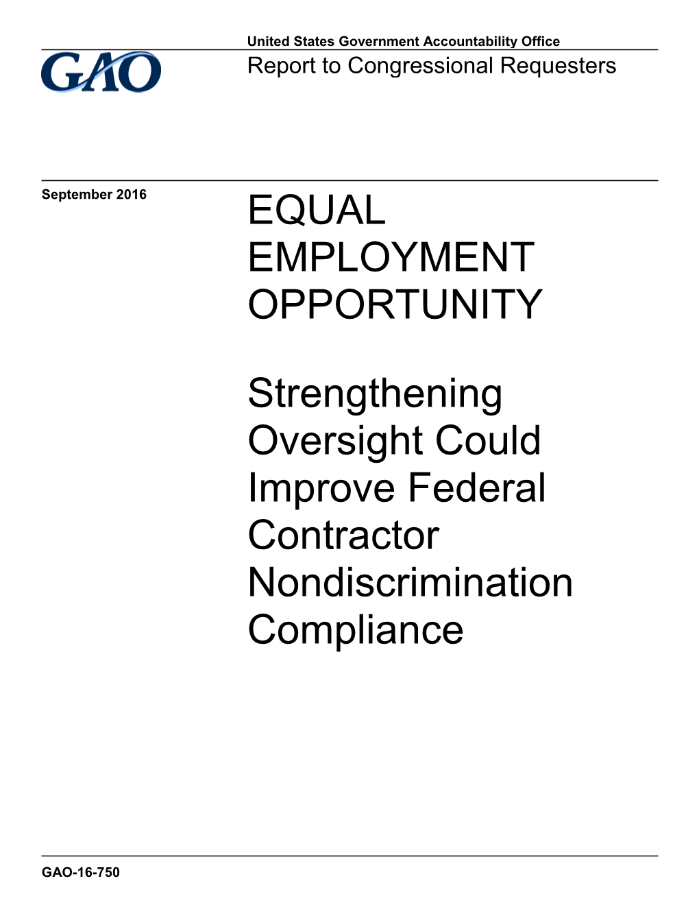 Equal Employment Opportunity: Strengthening Oversight Could