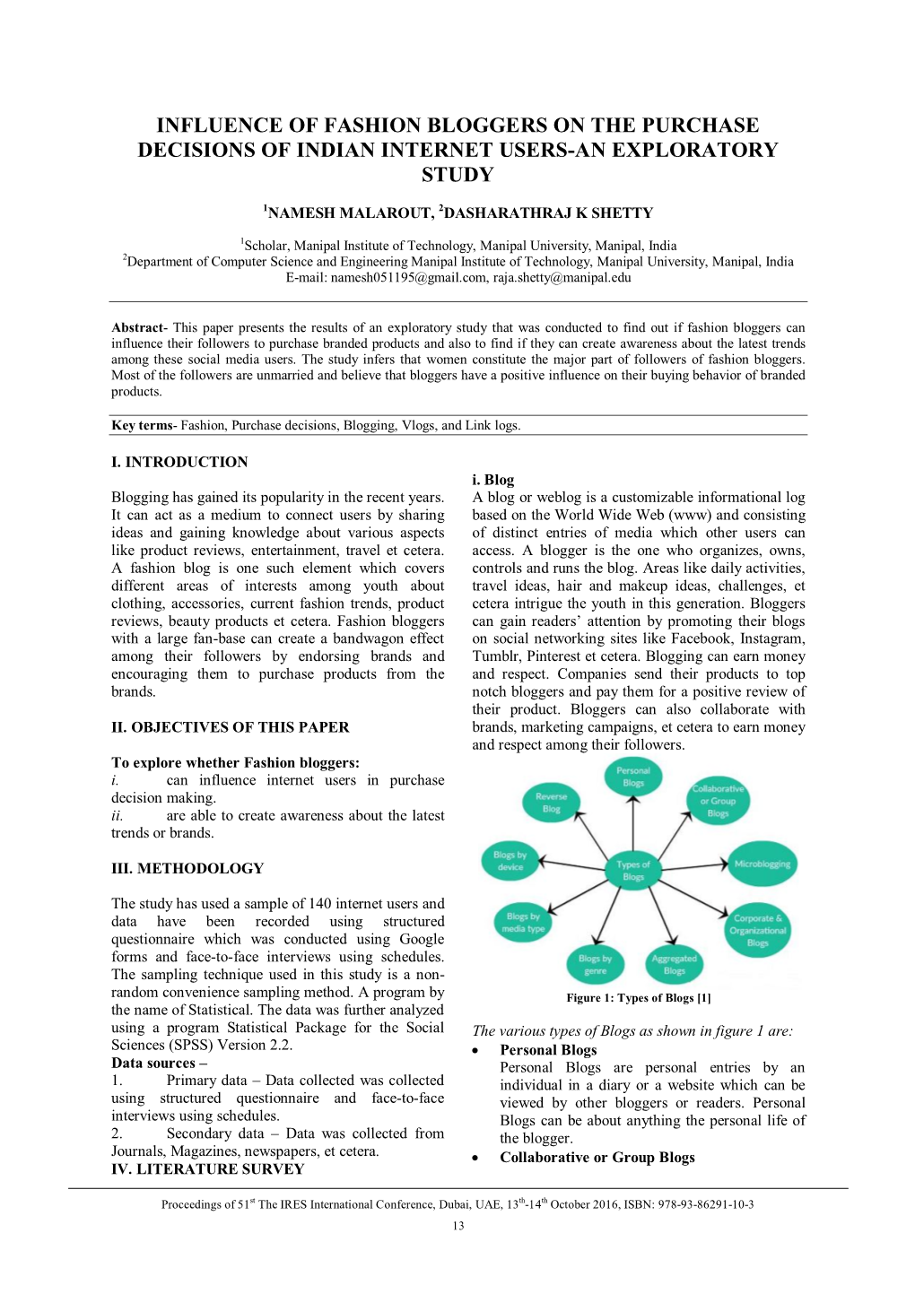 Influence of Fashion Bloggers on the Purchase Decisions of Indian Internet Users-An Exploratory Study