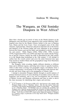 The Wangara, an Old Soninke Diaspora in West Africa?