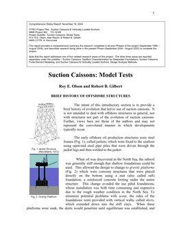 Suction Caissons: Model Tests PI’S: R.E