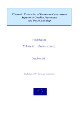 Thematic Evaluation of European Commission Support to Conflict Prevention and Peace Building