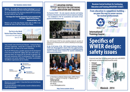 Speci Cs of WWER Design: Safety Issues