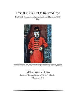 From the Civil List to Deferred Pay: the British Government, Superannuation and Pensions 1810- 1909