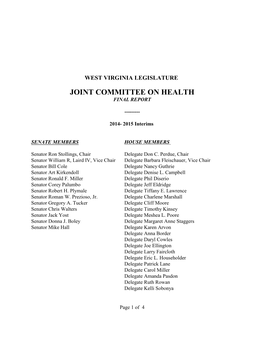 Joint Committee on Health Final Report