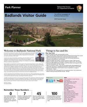 Visitor Guide Badlands National Park 2019 Summer Issue