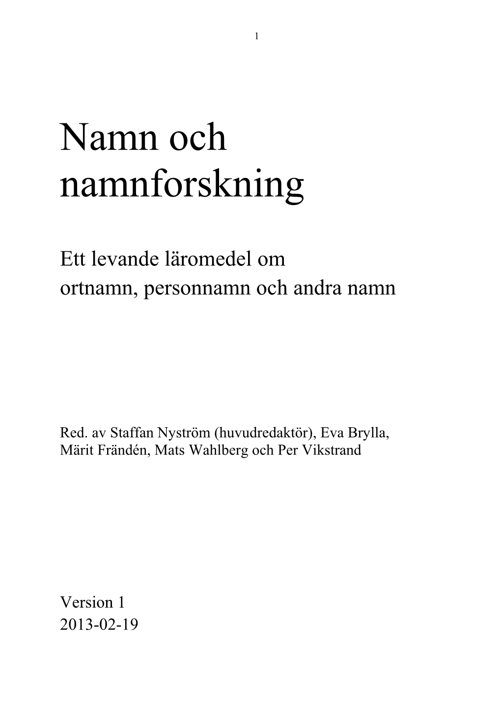 Namn Och Namnforskning